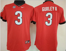 Women's Georgia Bulldogs #3 Todd Gurley II Red Authentic Stitched College Football Jersey
