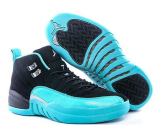 Women's Jordan 12(XII) Authentic basketball shoes Black Green Size 36~40 160728