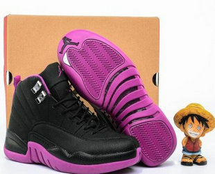 Women's Jordan 12(XII) Authentic basketball shoes Black Pink Size 36~40 160728