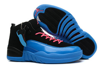 Women's Jordan 12(XII) Black blue authentic Air shoes 36-40 1