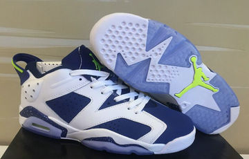 Women's Jordan 6(VI) Air White Blue With Steel seal Basketball shoes size 36-40