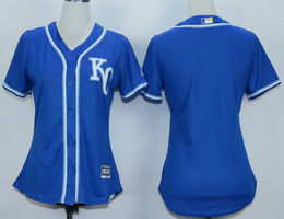 Women's Kansas City Blue KC Blank Blue Authentic Stitched MLB Jersey