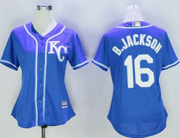 Women's Kansas City Royals #16 Bo Jackson Blue Authentic Stitched MLB Jersey