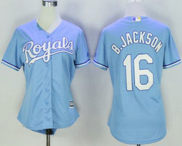 Women's Kansas City Royals #16 Bo Jackson Light Blue Authentic Stitched MLB Jersey