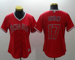 Women's Los Angeles Angels of Anaheim #17 Shohei Ohtani Red Authentic Stitched MLB jersey
