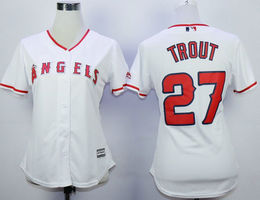 Women's Los Angeles Angels of Anaheim #27 Mike Trout White Authentic stitched MLB jersey