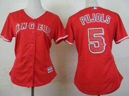 Women's Los Angeles Angels of Anaheim #5 Albert Pujols Red Authentic stitched MLB jersey