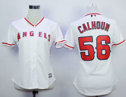 Women's Los Angeles Angels of Anaheim #56 Kole Calhoun White Authentic stitched MLB jersey