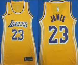Women's Los Angeles Lakers #23 Lebron James Purple Dress