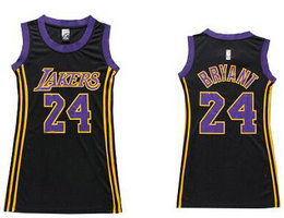 Women's Los Angeles Lakers #24 Kobe Bryant Black with Yellow Dress