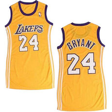 Women's Los Angeles Lakers #24 Kobe Bryant Gold Dress