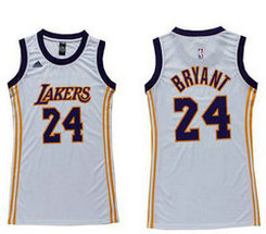 Women's Los Angeles Lakers #24 Kobe Bryant White Dress