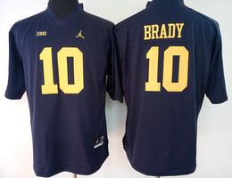 Women's Michigan Wolverines #10 Tom Brady Blue Jordan Authentic Stitched NCAA Jersey