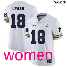 Women's Michigan Wolverines #18 Colston Loveland white NCAA jersey