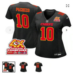 Women's NFL Kansas City Chiefs #10 Isiah Pacheco 4x superbowl champions patch jersey