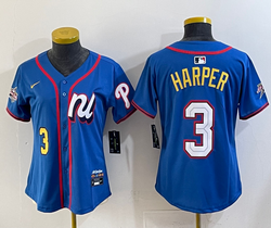Women's National League #3 Bryce Harper Blue 2025 All-Star Baseball Jersey