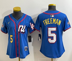 Women's National League #5 Freddie Freeman Blue 2025 All-Star Baseball Jersey