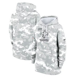 Women's New Orleans Saints 2024 Camo Salute To Service Pullove Hoodie