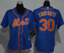 Women's New York Mets #30 Michael Conforto Blue New Majestic Authentic Stitched MLB Jerseys