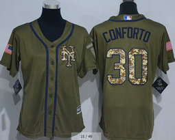 Women's New York Mets #30 Michael Conforto Green Salute to Service MLB Jersey