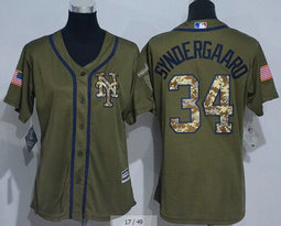 Women's New York Mets #34 Noah Syndergaard Green Salute to Service MLB Jersey