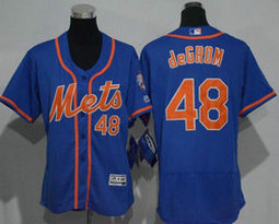 Women's New York Mets #48 Jacob DeGrom Blue Flexbase Player Authentic Collection Stitched MLB Jersey