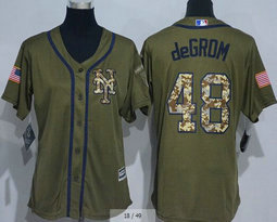 Women's New York Mets #48 Jacob deGrom Green Salute to Service MLB Jersey