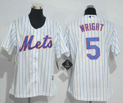 Women's New York Mets #5 David Wright White Authentic Stitched MLB Jersey