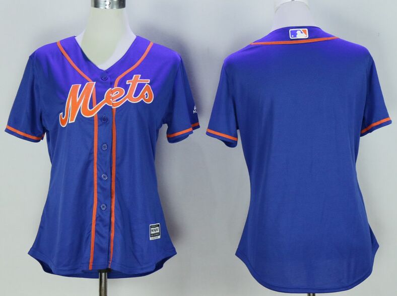 Women's New York Mets Blank Blue Orange font Authentic stitched MLB jersey