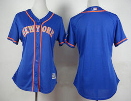 Women's New York Mets Blue Grey font Authentic Stitched MLB Jersey