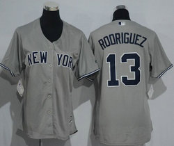 Women's New York Yankees #13 Jazz Chisholm Jr. Grey New Majestic Authentic Stitched MLB Jersey