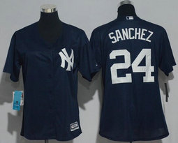 Women's New York Yankees #24 Gary Sanchez Blue New Majestic Authentic Stitched MLB Jersey