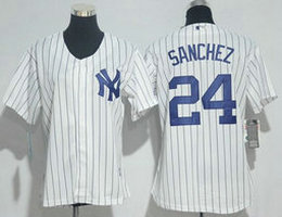 Women's New York Yankees #24 Gary Sanchez White New Majestic Authentic Stitched MLB Jersey