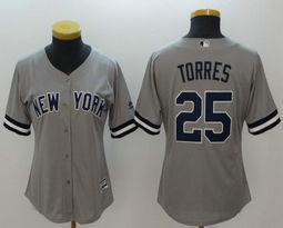 Women's New York Yankees #25 Gleyber Torres Grey Authentic Stitched MLB jersey