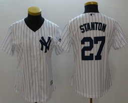 Women's New York Yankees #27 Giancarlo Stanton White Authentic Stitched MLB jersey