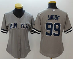 Women's New York Yankees #99 Aaron Judge Grey Authentic Stitched MLB Jersey