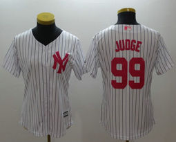 Women's New York Yankees #99 Aaron Judge White Mother's Day Authentic stitched MLB jersey