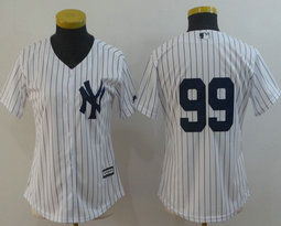 Women's New York Yankees #99 Aaron Judge White No Name Authentic Stitched MLB Jersey
