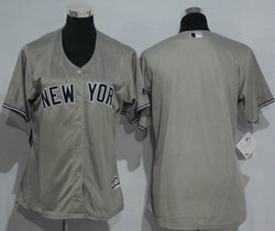 Women's New York Yankees Blank Grey New Majestic Authentic Stitched MLB Jersey