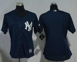 Women's New York Yankees Blank Navy Blue Authentic stitched MLB jersey