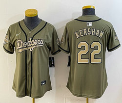 Women's Nike Angeles Dodgers #22 Clayton Kershaw Olive 2026 Military Appreciation Day Jersey