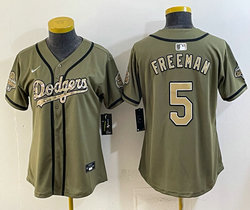 Women's Nike Angeles Dodgers #5 Freddie Freeman Olive 2026 Military Appreciation Day Jersey