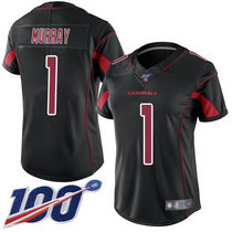 Women's Nike Arizona Cardinals #1 Kyler Murray 100th Season Black Rush Authentic Stitched NFL Jersey