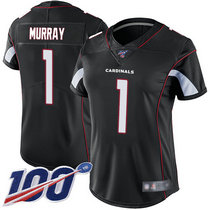 Women's Nike Arizona Cardinals #1 Kyler Murray 100th Season Black Vapor Untouchable Authentic Stitched NFL Jersey