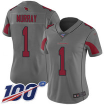 Women's Nike Arizona Cardinals #1 Kyler Murray 100th Season Grey Inverted Legend Vapor Untouchable Authentic Stitched NFL jersey