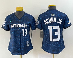 Women's Nike Atlanta Braves #13 Ronald Acuna Jr. Royal 2023 All-Star Stitched Baseball Jersey