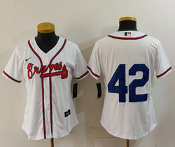 Women's Nike Atlanta Braves #42 White Game Authentic Stitched MLB Jersey