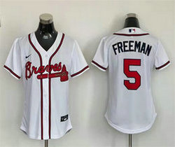 Women's Nike Atlanta Braves #5 Freddie Freeman White Authentic Stitched MLB Jersey