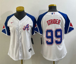 Women's Nike Atlanta Braves #99 Spencer Strider white 2023 City Authentic Stitched MLB Jerseys