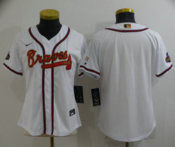 Women's Nike Atlanta Braves Blank White Gold Red number Champions Game Authentic Stitched MLB Jersey